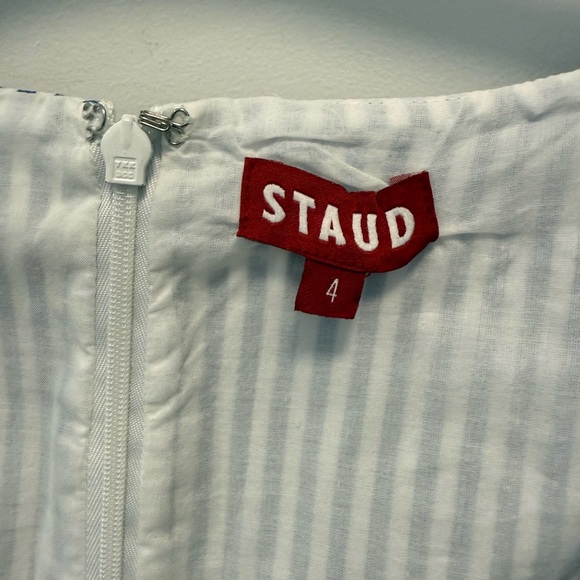 STAUD Navy and White Striped Long Sleeve Dress - Picture 3 of 4